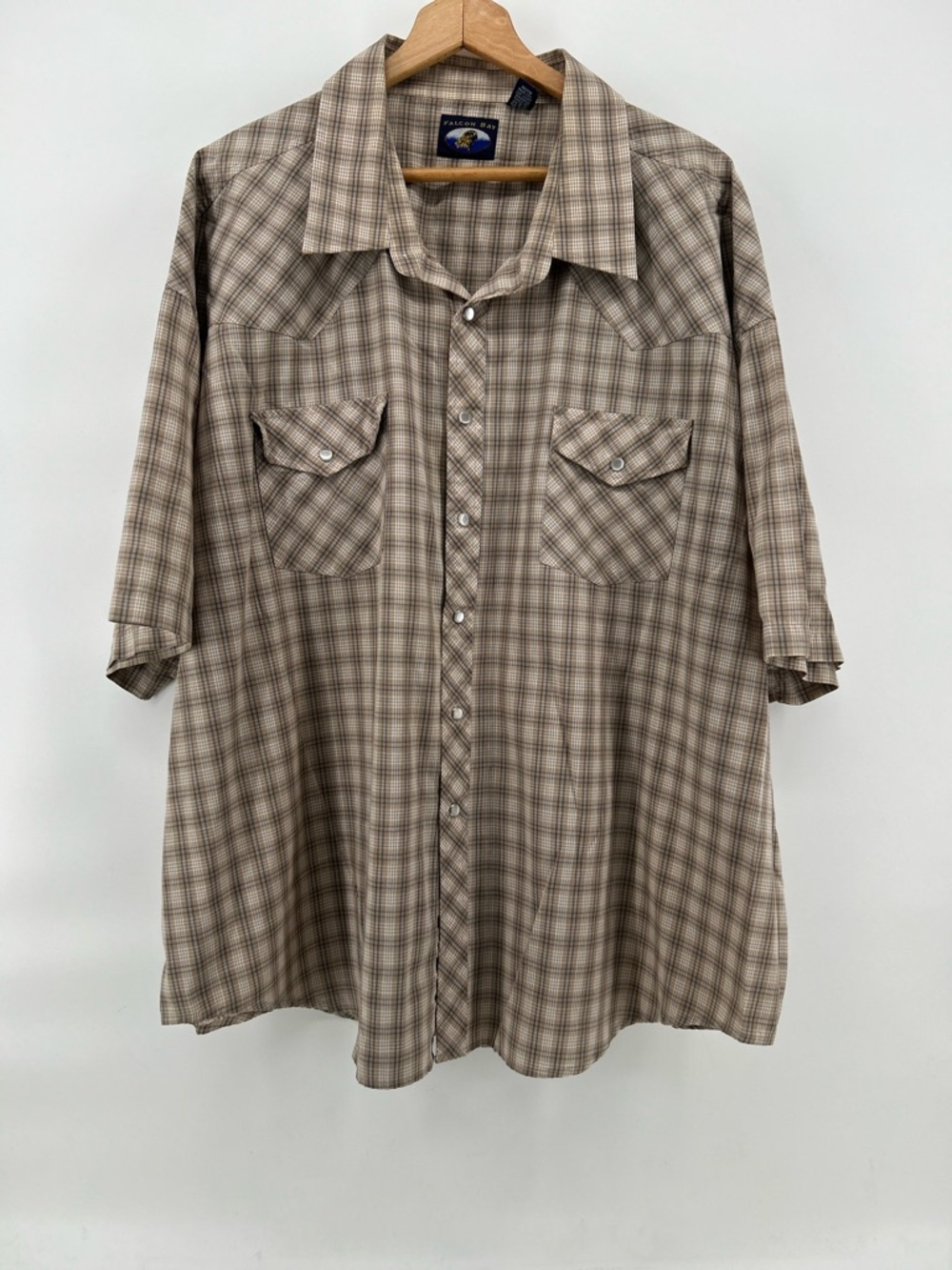 Falcon Bay Western Shirt Mens‎ 4X Pearl Snap Plaid Short Sleeve Cowboy Ranchwear